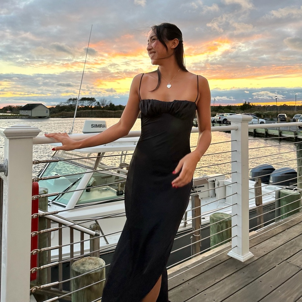 Princess Polly Black Satin Dress